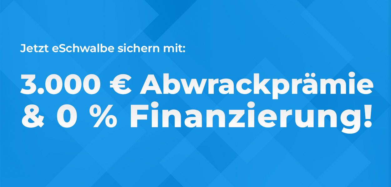 Jetzt eSchwalbe sichern – mit 3.000 € Abwrackprämie & 0 % Finanzierung!